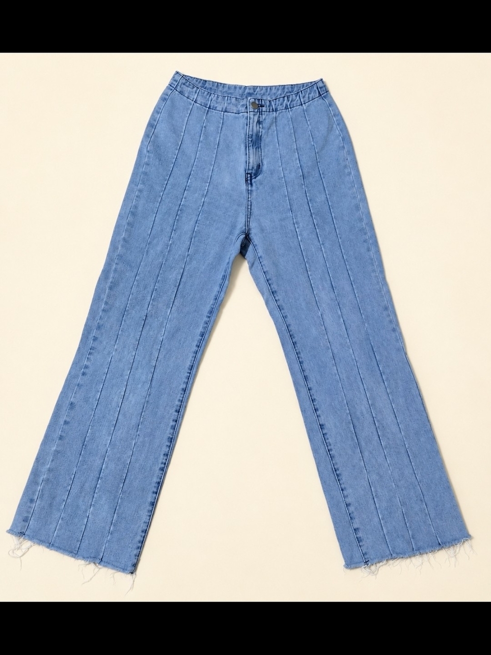 Cider Light Blue Wide-Leg Paneled Jeans